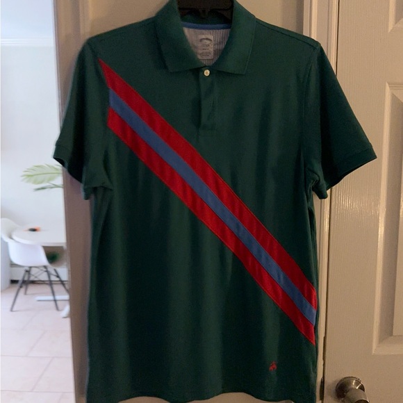 Brooks Brothers Teal Polo with Red and Blue Stripes - Picture 1 of 6